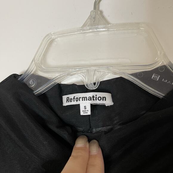 REFORMATION Lindy sheer mesh high neck sleeveless cinched black top size Small - Picture 5 of 5